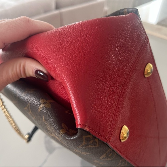 Louis Vuitton Surene MM Monogram Brown Coated Canvas & Cerise (Red) Leather Tote - Picture 11 of 17